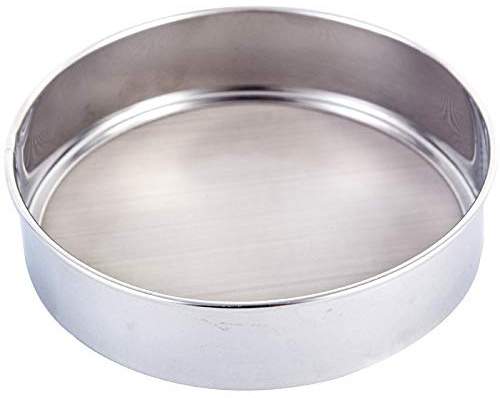 Falytemow Flour Sifter Round Flour Sieve Strainer with 40 Mesh Premium Rustproof Stainless Steel Fine Mesh for Baking (25 cm x 5 cm)
