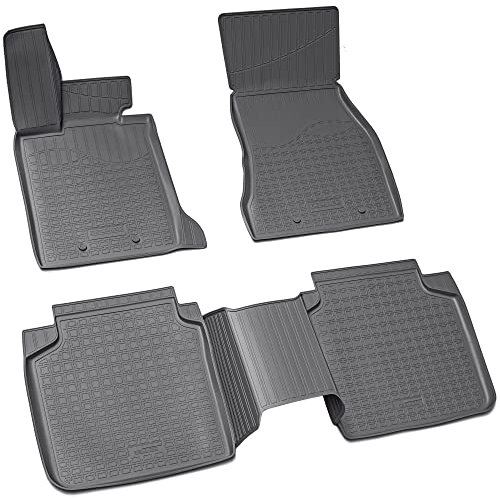Recambo 3D Gummi Fußmatten kompatibel für BMW 7er G12 LANG | BJ ab 2015> | Auto Gummimatten | Passgenau | mit Rand | schwarz