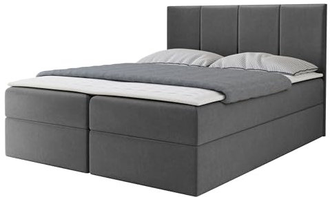 Mirjan24 Boxspringbett Rebos, Doppelbett mit 2 Bettkästen, Lattenrost und Matratze, Amerikanisches Continentalbett, Polsterbett, Bett mit Kopfteil, Bettgestell (Manila 16, 180 x 200 cm)