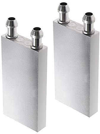 be in your mind 2 blocchi di raffreddamento ad acqua in alluminio 40 x 80 x 12 mm per refrigeratore d'acqua Sistema di Dissipatore di Calore CPU Grafica Radiatore con Ugello da 9 mm