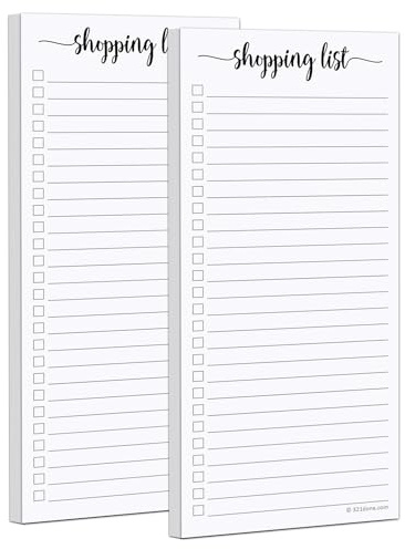 321 Done 2-pack slim shoppinglista anteckningsblock, tillverkad i USA – 3,7 x 8,5, högskolans linjerad, minimalistisk snygg handhållen matlista, butik, marknad, dyna för planering, organisering,