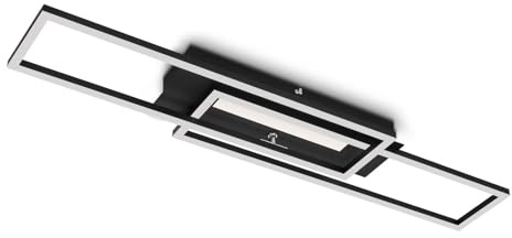Briloner Leuchten - LED Deckenleuchte mit Mittellicht, warmweiße Lichtfarbe, getrennt schaltbare LED Deckenlampe, Speicherfunktion, schwenkbare Wohnzimmerlampe, Schwarz 3546-015