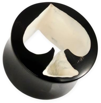 Fly Style Horn Ohr Tunnel - Flesh Plug - Ace of Spades Ohr Piercings - Pik Poker - Ohrschmuck für Gedehnte Ohrlöcher