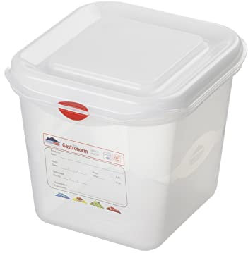 Gastronorm 1/6 - Contenitore alimentare con coperchio denso, 2,6 litri, trasparente