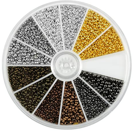 JustYit 2250 Stück Quetschperlen Set 2 mm/2,5 mm Round Spacer Beads Tube Crimp Perlen Quetschperlen Kettenverschluss für Handgefertigte DIY Schmuck zubehörHerstellung, 6 Farben