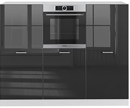 Vicco Küchenblock R-Line, Anthrazit Hochglanz/Weiß, 180 cm ohne Arbeitsplatte, zur individuellen Erweiterung mit Zusatzmodulen geeignet