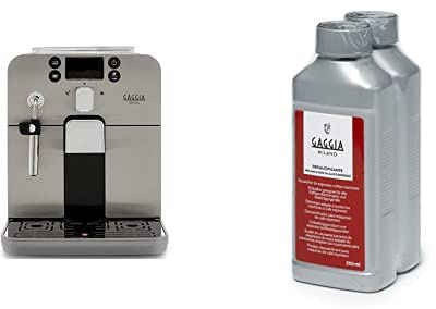 Gaggia RI9305/11 Brera, Caffè in Grani o Macinato, 1400 W, Argento/Nero, 100% Made in Italy Decalcificante RI9111/60 21001681, Flacone da 250 ml, Pack da 2 Unità