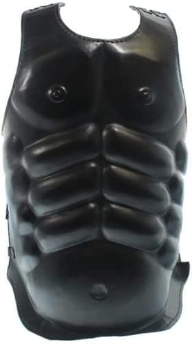 TSA Mittelalterliches Gladiatoren-Kostüm aus Stahl, schwarzes Leder, Brustpanzer-Kostüm, Ritter-Kostüm, Mittelalterliche Kreuzritter-Brustpanzer-Kollektion, Schwarz, 22''