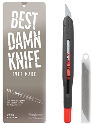 VViViD Best Damn Knife - Heavy Duty Precise Utility Blade, Sturdy Safety Lock, and 10 Replacement Blades
