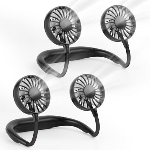 Ventilatore da Collo Portatile Silenzioso a Batteria, Mini USB - 3 Velocità per Sport all'Aria Aperta, Viaggi (Nero)