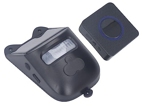 Sonnette Solaire sans Fil avec Alarme 129 DB Détection de Mouvement Lumière Clignotante Alarme de Capteur de Mouvement Intérieur Extérieur pour Fermes Camping Maisons Magasins (Prise UE)
