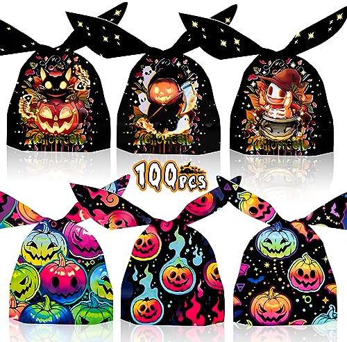 100 Stück Halloween Süßigkeiten Tüten Set, Geschenktüten Mit Schönen Hasenohren für Party, Small Toy Party Supplies