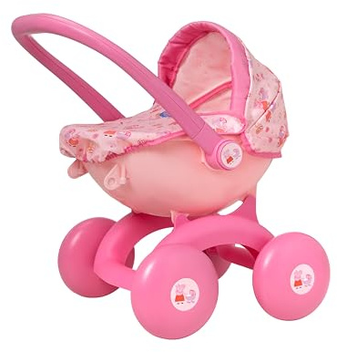 Peppa Pig 4-IN-1 My First Pram | Childrens Interchangeable Pram With Carry Cot, Baby Chair & Pushchair | Peppa Pig Themed Pattern With Bedding & Removable Apron | Ages 18M+