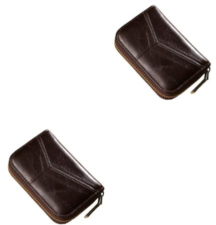 MAGICLULU 2stücke Leder Geldbörse Für Karten Und Münzen Multifunktionale Kompakte Reißverschluss-Tasche Mit Kartenfächern Für Männer Und Frauen Für Zu Besonderen Anlässen