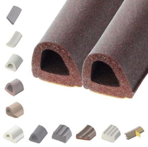 BRESKO 6-100 m Fensterdichtung Selbstklebend Dichtung Gummidichtung Epdm Türdichtung Dichtband Gummi Fenster Profil Abdichtung Dichtungsprofil (D - 12x10 mm - braun, 2 x 5 m (10 m))