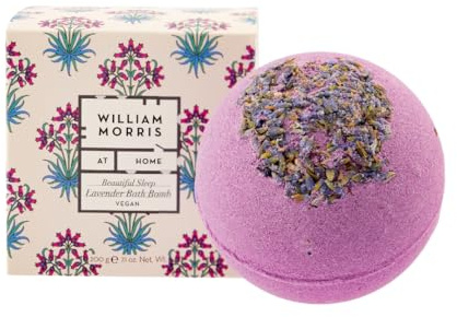 William Morris At Home Bath Bomb 200g, Calming Lavender Scent, Relaxing Sleep-Inducing Fragrance, Beauty Housewarming Gift, Infused with Mineral Magnesium, Cruelty and Vegan Friendly