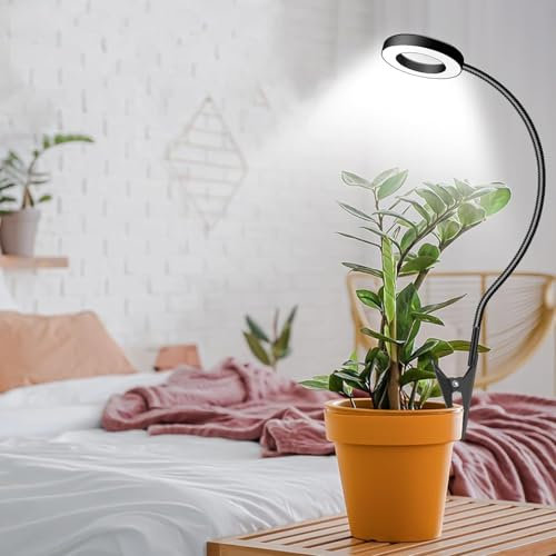 Lot de 2 lampes de croissance pour plantes d'intérieur à spectre complet avec 3 couleurs de lumière LED à clip pour petites plantes d'intérieur, plantes grasses, mini bonsaï, minuterie marche/arrêt