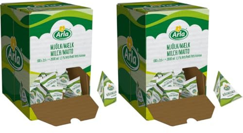 Arla Milch fettarme H-Milch-Portion 1,5% Fett, in Tassenportionen, je 20ml, 200 Stück