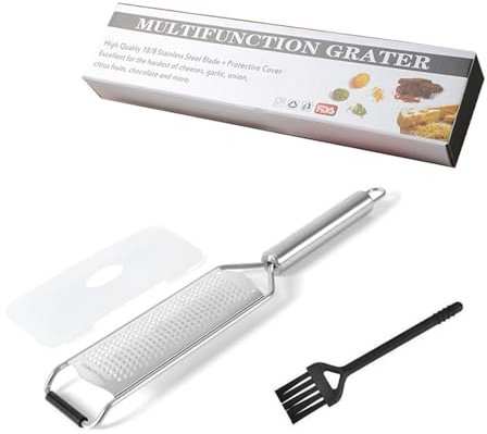 Biglumin Grattugia - Grattugia manuale per formaggio, verdure e spezie, in acciaio inox, Argento