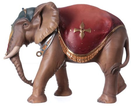 Holyart Elefante in Piedi Legno presepe Original Legno Dipinto Valgardena 10 cm