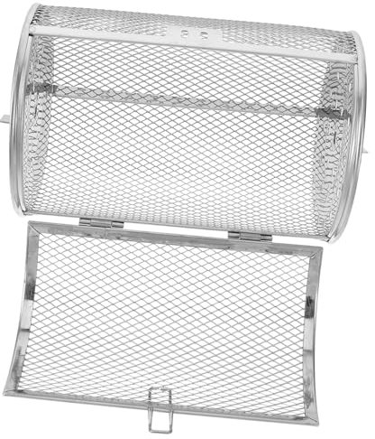 WATIIFUFU Vielseitiger Edelstahl Grillkorb Drehspieß Mit Rotierendem Trommelmechanismus Zum Gleichmäßigen Rösten Von Nüssen Für Grill Und Outdoor