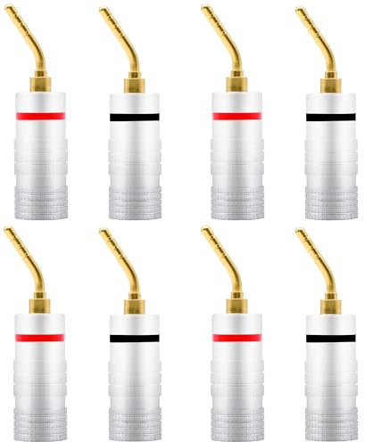 YARCHONN Banana Pin Plugs Speaker Connectors, 2mm Banana Pin Type Connectors Gold Plated Solderless Terminals for Amplifier Speaker Wire Cable Sound System Home Audio -8pcs