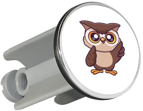 Huuraa Waschbeckenstöpsel Eule Comic Geschenk | Universal Stopfen 4cm höhenverstellbar Abflussstopfen Geschenkidee Stöpsel mit Motiv für das Waschbecken