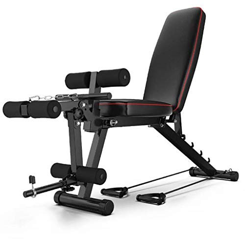 Multifunktions-Hantelbank, verstellbar, faltbar, Krafttrainingsgerät für Bankdrücken, faltbare Flach-/Schräg-/Neigungs-FID-Bank für Heim-Fitnessstudio-Übungen