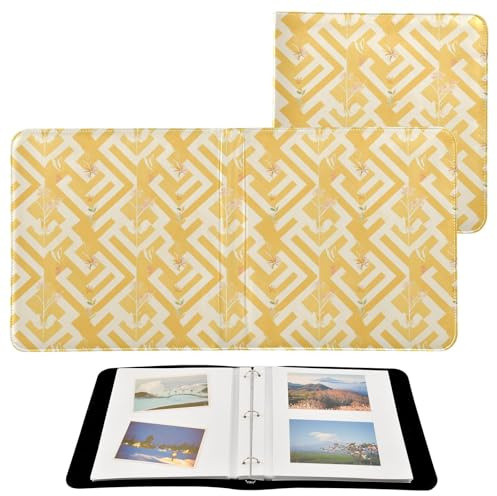 Álbum de fotos con patrón de zigzag amarillo, autoadhesivo, para fotos de todos los tamaños, fotos de 4 x 6, 5 x 7, 6 x 8 pulgadas