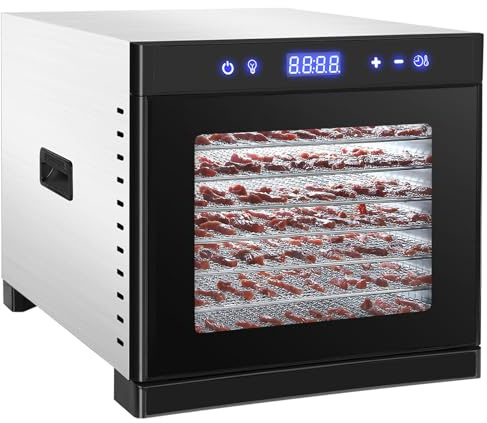 pealiritansemen Deshidratador De Alimentos De 700 W con 6 Bandejas Y Amplio Espacio De Secado, Secador De Frutas De Sobremesa, Control De Temperatura De 35 °C A 75 °C, para Cecina, Frutas Black