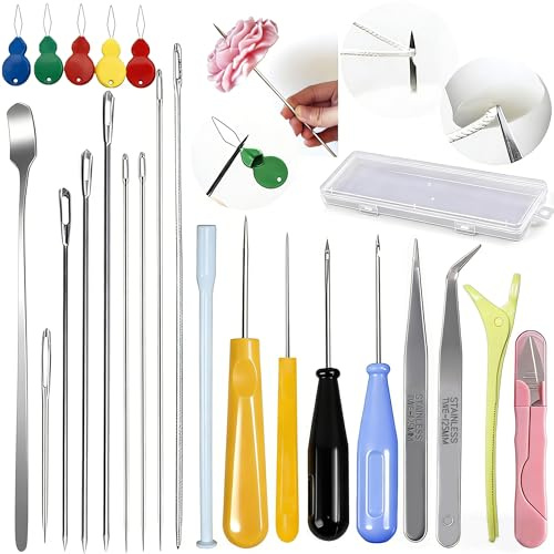 24PCS Candle Making Supplies with Plastic Storage Box Big Eye Long Wick Needle for Candles &Silicone Mold,Punch Needle with Hook Eye,Candle Tool Kit for Beginner,Wicks Placing Tube,Stirring Spoon