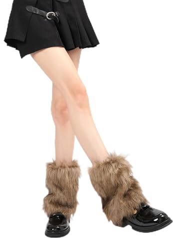Waltonalice Damen Kunstpelz Beinwärmer Plüsch Beinwärmer Winter Stulpen stulpensocken damen fur boots y2k leg warmers y2k Legwarmers mit Spitze Beinstulpen Damen Kurzer Stil