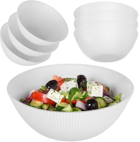 KADAX Salladsskål 20 cm, set om 3, vit skål av opalglas, perfekt som flingskålar, soppskålar, salladsskålar, dessertskålar eller serveringsskålar (vit)