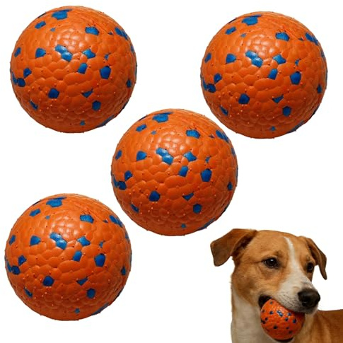 Caldamn 4 Stück Hundeball Unzerstörbar, 7cm Bissfest Hundespielzeug Ball, Hunde Ball Unkaputtbar für Aggressive Kauer, Hundeball Unzerstörbar für Große, Mittelgroße Training Fangen&Werfen (Orange)