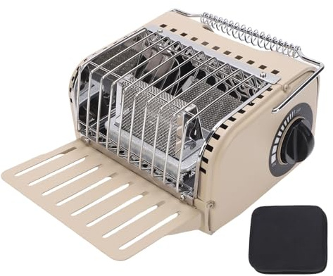 Chauffage de camping portable avec étagère chauffante, chauffage de tente au butane avec poignée d'étagère portable isolée, poêle à gaz à cassette, bouton réglable en continu pour