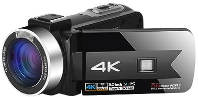 Caméras Vidéo Numériques De Vision Nocturne for La Diffusion en Direct Webcam Photographie WiFi À Distance 4K Vlog Caméscope Enregistreur Infrarouge Prend Netteté Fluidité(64G SD Card,Black)