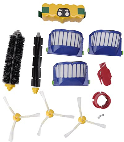 HPZIHUIT -sostituzione spazzatrice, batteria NiMH da 14,4 V, 3500 mAh, spazzola principale, spazzola laterale e set di ricambio filtro per