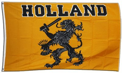 Flaggenfritze® Holland Oranje Fahne 90 x 150 cm, orangene holländische Fanflagge mit 2 Ösen für Mast, Outdoor und Sportbegeisterung + Gratis Sticker