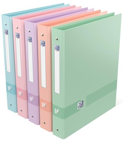Oxford Touch Pastel Classeur 4 anneaux A4 dos 40 mm carte Couleurs Aléatoires