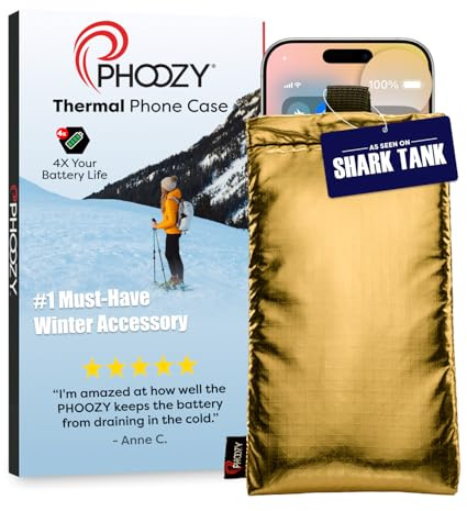 PHOOZY Apollo Thermal Phone Case | Insulated Phone Pouch Extends Battery Life 3X | Heat Resistant Drop Protection | Military Grade Water Resistant | Large | Gold