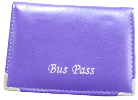 Lorenz Leather Effect Grained PU Bus Pass Cover Holder with Zip up Coin Pocket (Purple)