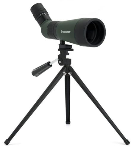 Celestron – LandScout 60mm Angled Spotting Scope – Fully Coated Optics – 12–36x Zoom Eyepiece – Rubber Armored – Tabletop Tripod and Smartphone Adapter