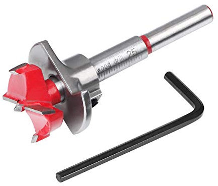 flintronic Brocas forstner, Brocas madera, Fresas Set, 25 mm Juego de Brocas de Posicionamiento Ajustable, Orificio para Carpintería Cementada Sierra con Taladro de