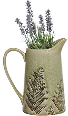 Green Ceramic Jug Vase Pitcher Jug Display Vase Antique Floral Pitcher | Ceramic Vase, Pitcher Jug, Jug Vase, Ceramic Jug, Centrepiece, Flower Vase, Flower Jug, Green, Glazed, Embossed