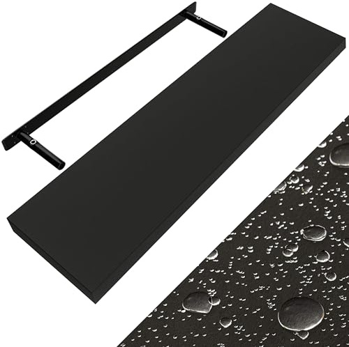 Casaria® Wandregal Holz Schwarz Regal mit Halterung 15kg Tragkraft Hängeregal Küche Wohnzimmer Flur Wand Schweberegal Bücherregal Regalbrett Schwebend Matt 90cm