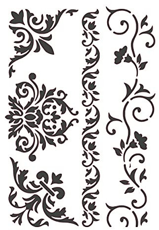 Set von Bordüren Blumen wiederverwendbare Schablone A3 A4 A5 & größere Größen wiederverwendbare Schablone Shabby Chic Ornamente / DECO5 (Sticky One Use, 200 x 280 cm, 79,2 x 110 Zoll)