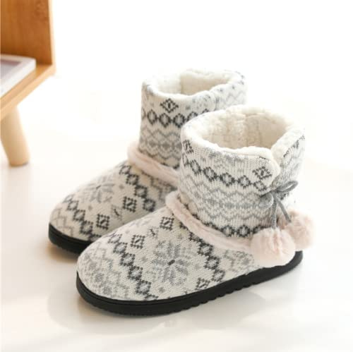 Hausschuhe Winter Pantoffeln Stiefel Hüttenschuhe Damen Wärmepantoffeln Plüsch Slipper Herren Flacheschuhe Hohe Gefüttert Wärmehausschuhe Geschlossene Hüttenstiefel Gummisohle Rutschfest Puschen
