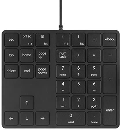 Qisan Happy Deals 10% Discount Off for Numeric Keypad 34 Keys (30%) Mini Multifunctional Wired Numpad Portable Keypad Black Magicforce