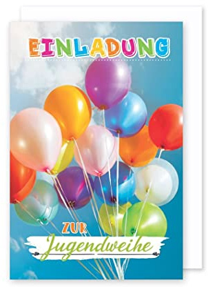 Jugendweihe Einladung Karte 5er Set Bunte Luftballons Grußkarte C6