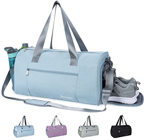 Borsone Palestra Donna Uomo Borsa Sport con Scomparto per Scarpe e Tasca Bagnata, Borsone Piscina Fitness Borsa per Viaggio Nuoto Gym Allenamento